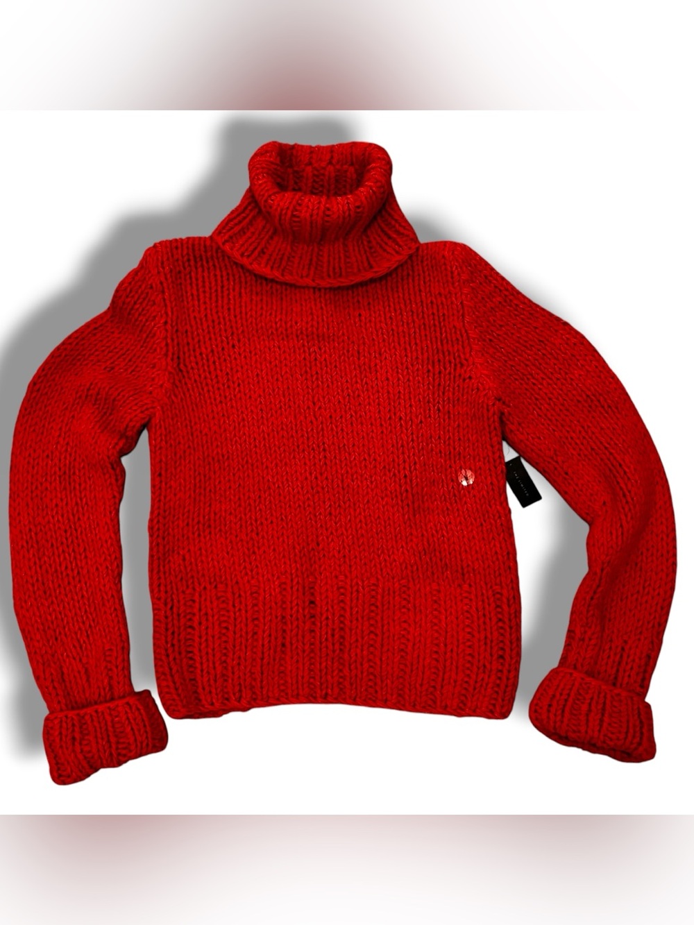 Y2K VTG The Limited Hand-knit Chunky Burnt Orange Turtleneck Sweater L NEW! F-3